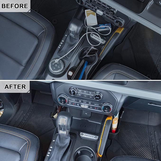 TOPINSTALL New Gear Shifter Organizer Compatible with 2021-2025 2026 Ford Bronco, Center Console Gear Side Storage Box Tray Interior Accessories for Bronco 2/4-Door (Not for Bronco Sport)