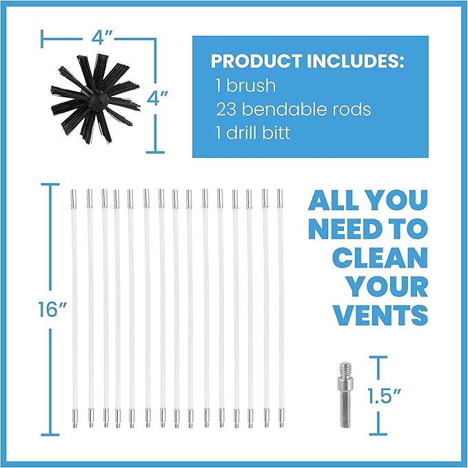 30-Feet Dryer Vent Cleaner Kit - Innovative Lint Remover Reusable Strong Nylon| Flexible Lint Brush with Drill Attachment for Faster Cleaning 30 Feet Long