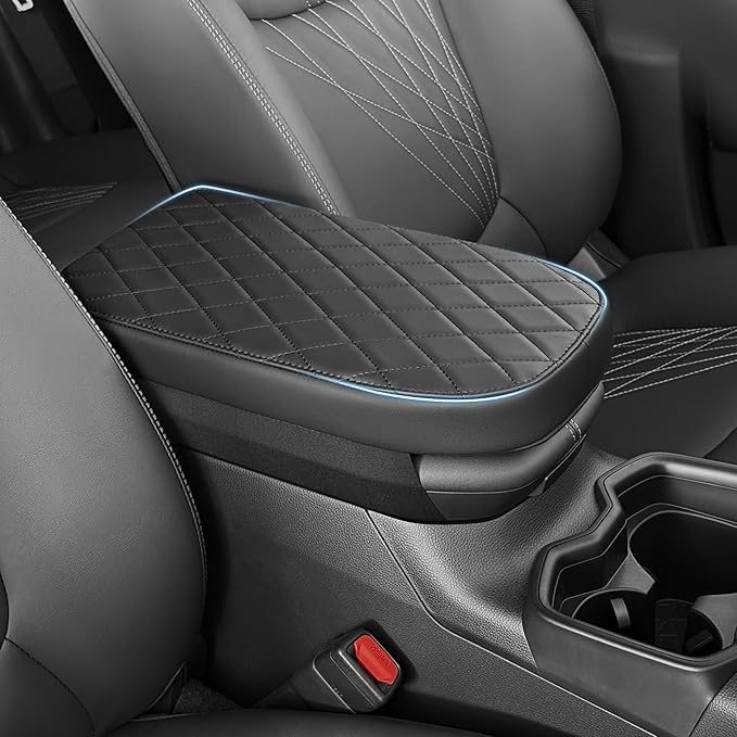 RAV4 Center Console Cover/Pad Fit 2019-2023 2024 2025,Faux Leather Toyota RAV4 Armrest mat,Posture Improving Support Cushion,Protector Console,Waterproof, Wear-Resistant,Flame-Retardant