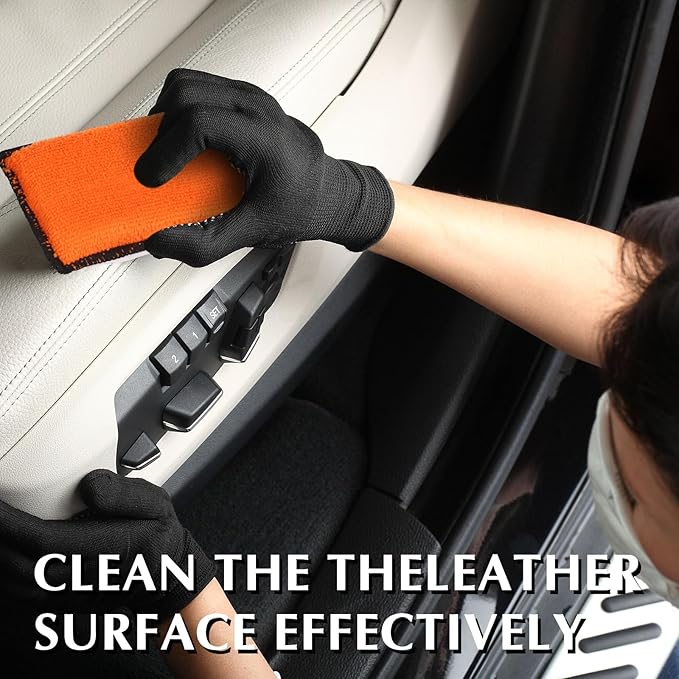 Mudder 12 Pcs Car Interior Scrubbing Sponge 5'' x 3'' Fiber Car Wax Applicator pad Household Cleaning Sponges for Leather Car Seat Couch Cleaning (Orange White)