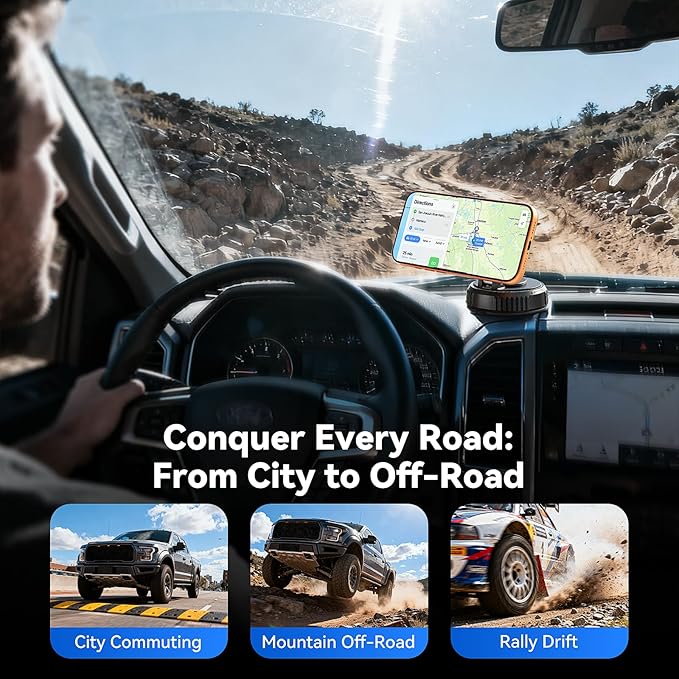 Rorhxia Car Phone Holder for Magsafe, [Enjoy Convenience, Flexibility, Stability], Foldable Vacuum Magnetic Phone Mount for Dashboard Windshield for Your Car Fit iPhone 17/16/15/14/13/12 Pro Max