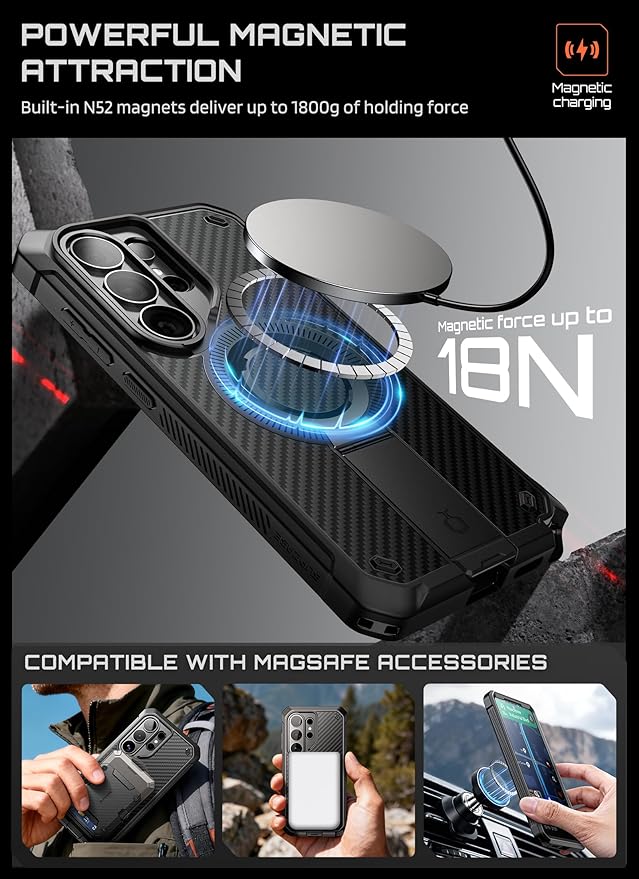 SUPCASE for Samsung Galaxy S26 Ultra Case with Stand, Military-Grade Drop Protection, Compatible with Wireless Charging/MagSafe, Built-in Screen Protector & Front Frame – UB Pro Mag, Aramid