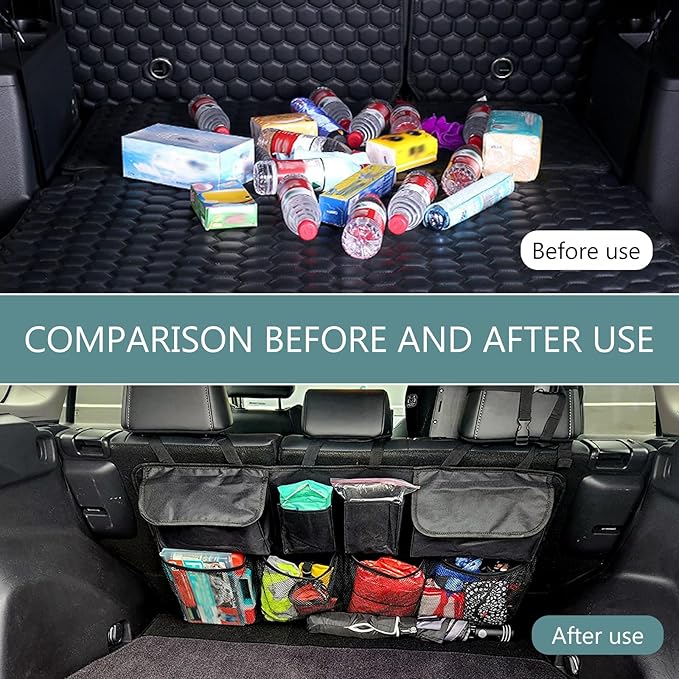 Car Trunk Organizer, Hanging Trunk Organizers, Large Capacity Back Seat Storage Bag, Foldable Cargo Organization Storage Bags Accessories, for SUV, Truck, Van