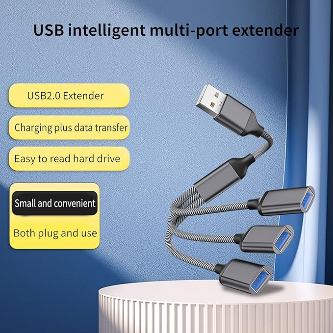 USB Splitter Y Cable USB Male to 3 Female USB 2.0 Converter Multi USB Port Expander Hub Multiport Split Adapter