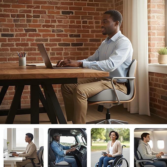 Truck Seat Cushion for Drivers – Memory Foam Car Seat Cushions for Driving, Ergonomic Seat Cushion for Truck Driver & Office Chair, Lab-Design for Back Pain & Sciatica Relief
