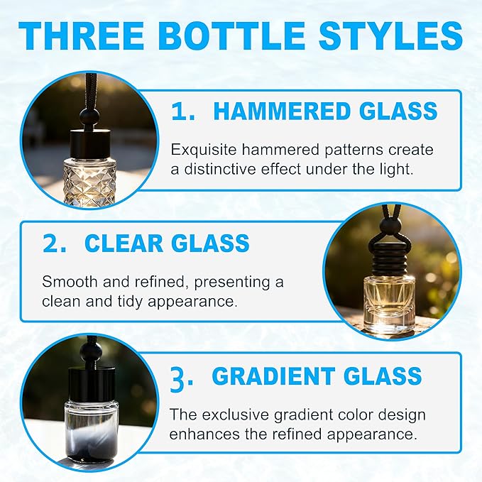 Car Air Freshener Hanging 3 Pack – Mixed Fragrance Cologne & Leather & Sandalwood oud, Long-lasting fragrance for 60+ days, Car Air Freshener Men, 0.27 FL OZ/8ML