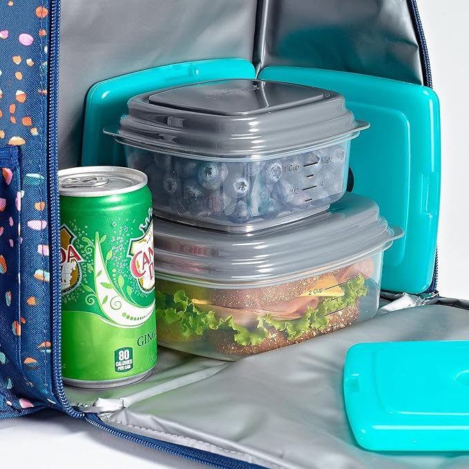 Cool Coolers by Fit & Fresh 4 Pack Slim Ice Packs, Quick Freeze Space Saving Reusable Ice Packs for Lunch Boxes or Coolers, Green