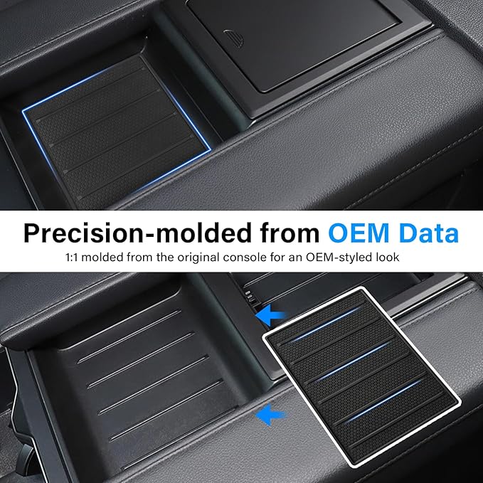 Center Console Tray Liner for Toyota Tundra Accessories 2022-2025 2026 for Sequoia Accessories 2023-2025 2026 Console Organizer Liner Anti-Slip Silicone (1 Piece)