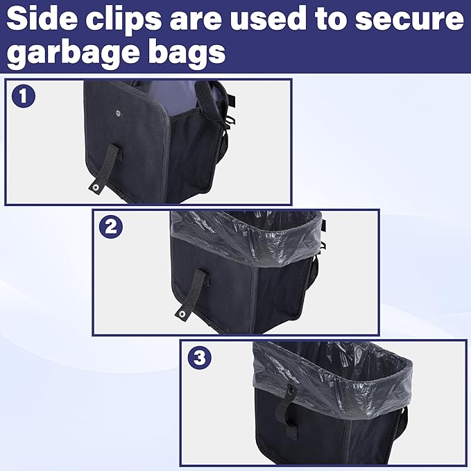 Car Trash Can, Foldable Trash Can Collapsible Hanging Trash Bag for Car Seat, 2 Gallons Leakproof Garbage Bags, Cars Must Haves Interior Accessories Essentials