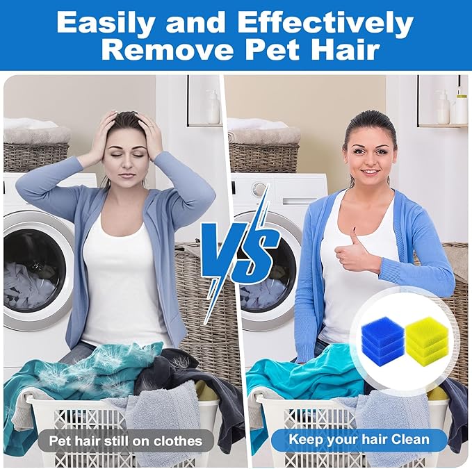 6PCS Pet Hair Remover for Laundry, Ultra-Adhesive Dryer Cat & Dog Hair Catcher, Reusable & Eco-Friendly Lint & Fur Remover, Pet Hair Removal Tool for Washing Machine, Safe for All Fabrics
