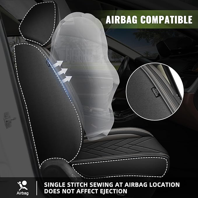 AOMSAZTO Car Seat Cover for Chevrolet Chevy Trax 2024 2025 2026 Front Set, Leather Car Seat Protector Waterproof, Non Slip Car Seat Cushion, Interior Seat Covers Automotive Accessories - Black&Grey
