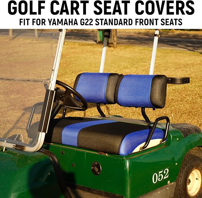 Golf Cart Front and Rear Seat Covers for Yamaha G2 G8 G9 G11 G14 G16 G19 G20 G21 G22, Durable Polyester Fabric Yamaha G22 Seat Covers, Breathable Washable