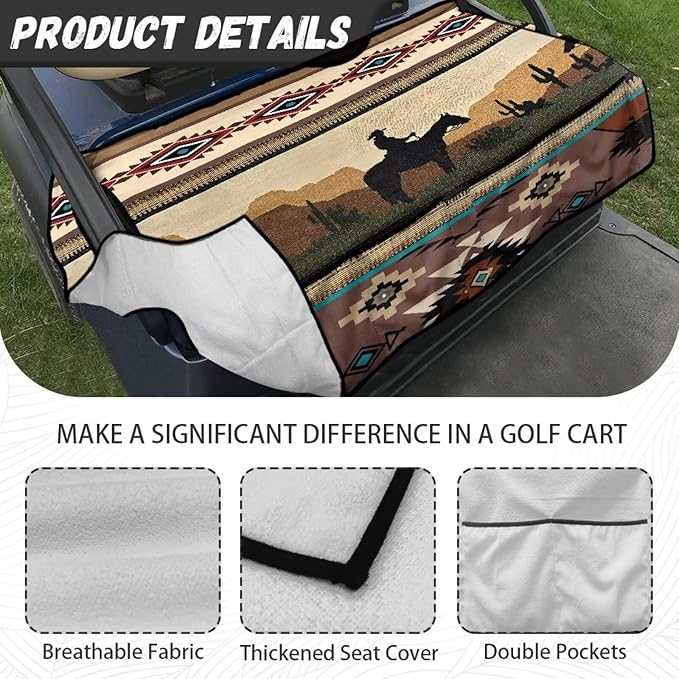 Biyejit Golf Cart Seat Covers with 4 Pockets Golf Cart Seat Towel Blanket Fits 2-Seat Golf Carts, Golf Cart Accessories