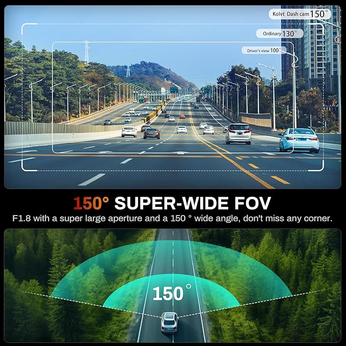 2K Dash Cam Front 2K Full HD Dash Camera for Cars, 5G Wi-Fi & App Control car Camera with Night Vision, 170°Wide Angle, WDR, 24H Parking Mode, Free 32GB Card Included