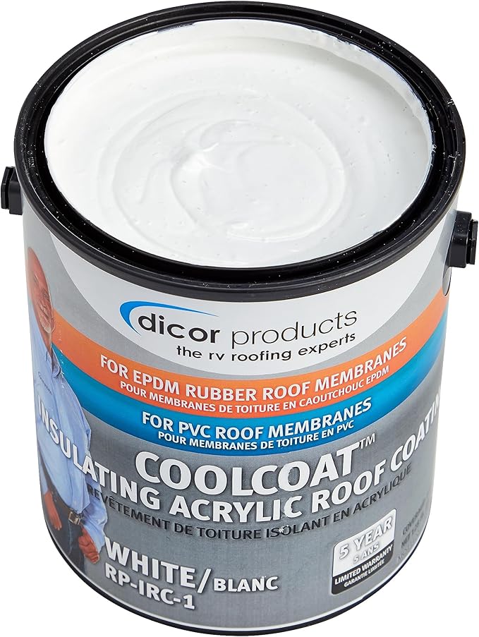 Dicor RP-IRC-1 CoolCoat Roof Coating - White, High-Performance Formula, 1 Gallon
