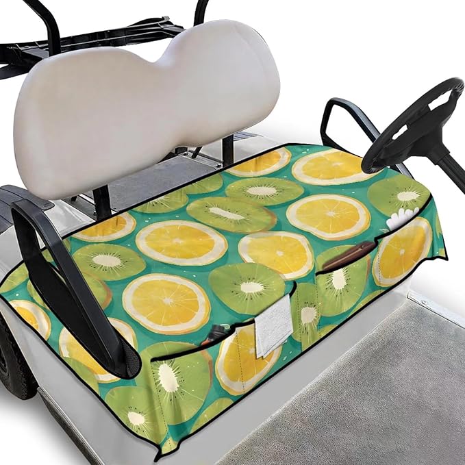 Biyejit Golf Cart Seat Covers with 4 Pockets Golf Cart Seat Towel Blanket Fits 2-Seat Golf Carts, Golf Cart Accessories
