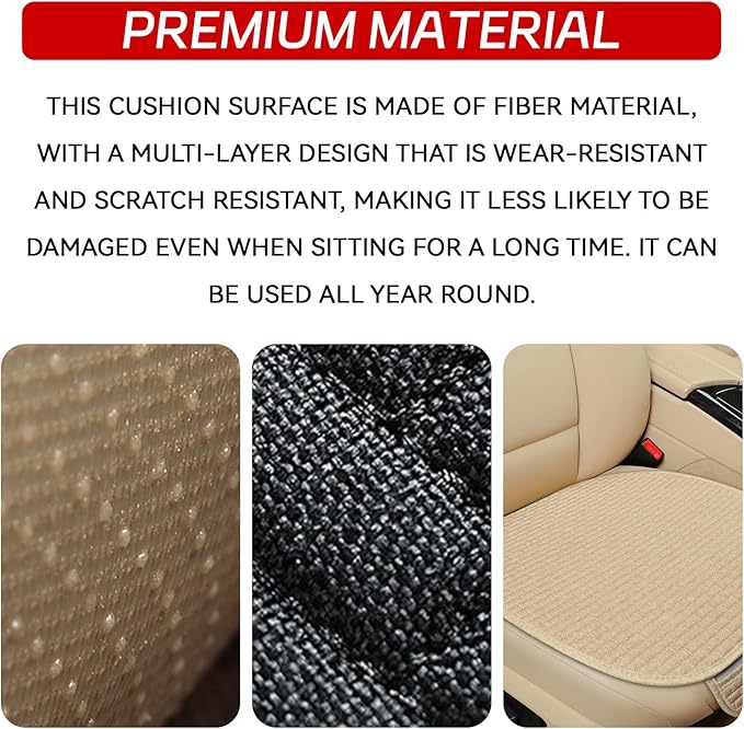 2PCS Car Seat Cushion Covers, Car Seat Cover Pad Front Bottom Protector Mat with Storage Pocket, Breathable Comfortable Auto Front Cushion Pad Mat for Most Vehicle and Office Accessories（Gray）
