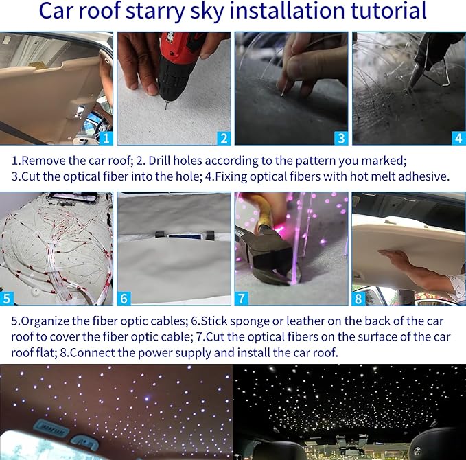 Upgraded Starlight Headliner Kit 16W Twinkle + Meteor All in One Fiber Optic Lights, APP & Remote Control Music Effect,1200pcs (0.03 * 0.04 * 0.06in)*9.8ft Star Lights for Car Jeep Hotel