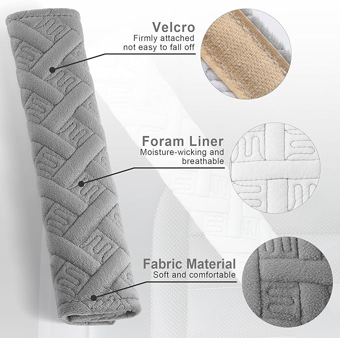 JUSTTOP 2-Pack Universal Car Seat Belt Pads Cover for A More Comfortable Driving, Seat Belt Shoulder Strap Covers Harness Pad for Car Interior Accessories(Grey)