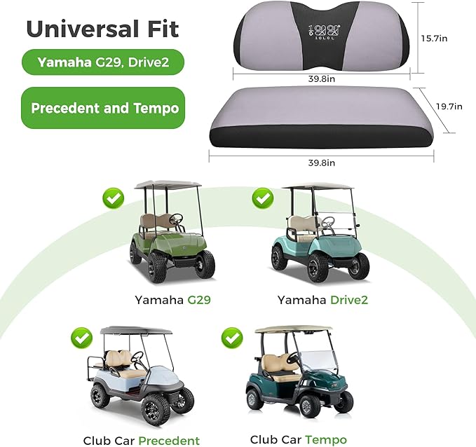 10L0L Golf Cart Seat Covers Universal for Yamaha G29 Drive2 Club Car Precedent Tempo Standard Front Seats, Breathable Mesh Bench Seat Cover, No Drilling Seat Cushion - All-Season Comfort