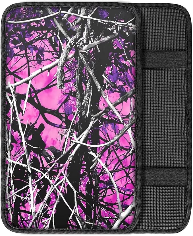 Suobstales Pink Camo Print Car Center Console Armrest Cover Fashion Armrest Cushion Cover Pad Auto Car Interior Decorative Accessories Universal Fit Sedan Truck SUV