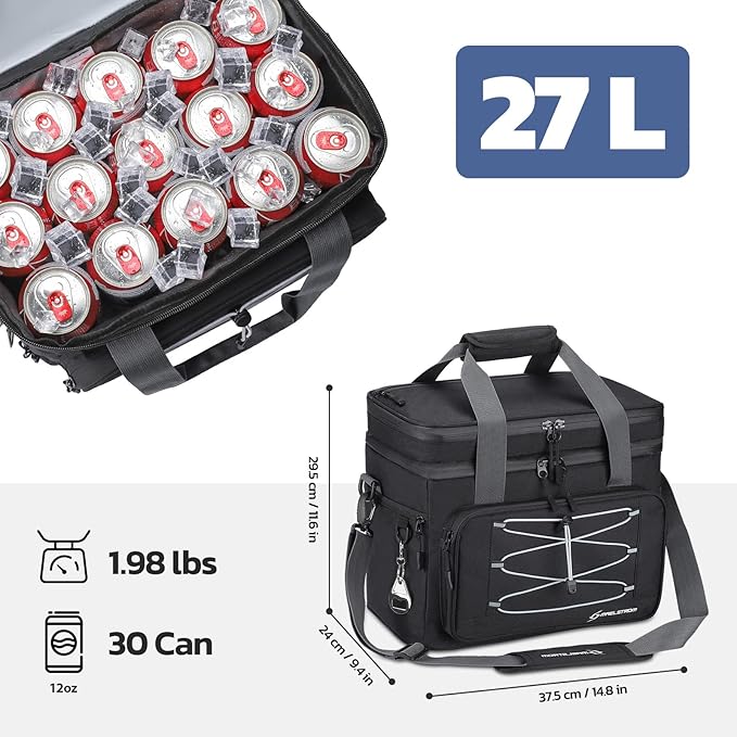 Maelstrom Portable Collapsible Soft Cooler Bag – 24/30/60 Cans Double-Deck Leakproof Ice Chest for Beach, Camping & Grocery