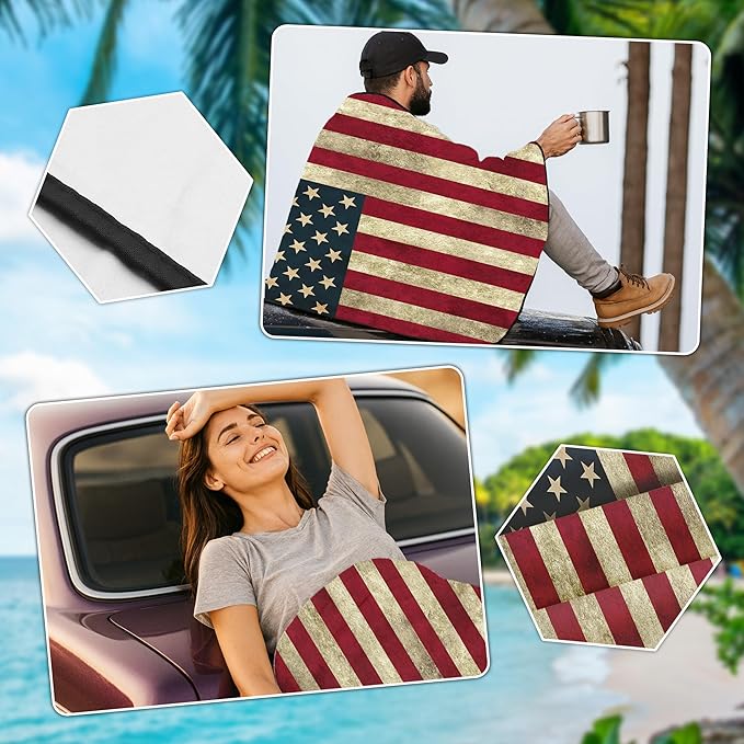 Car Seat Towel Cover After Gym, Car Seat Cover Towel – Sweatproof, Washable, Non-Slip Cover for Cars, SUVs (2 Pack, Patriotic)
