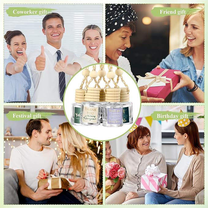 Funnymoom 50 Pcs Employee Appreciation Gifts Bulk Empty Glass Car Air Freshener Hanging Diffuser Thank You Gifts for Employee Nurse Staff Dietician Social Worker Volunteer