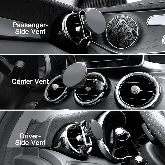 MagSafe Car Mount for Mercedes-Benz, Round Air Vent Holder with Strong Magnet, Compatible with Mercedes Benz GLC, C-Class, E-Class, A/B-Class, GLC/GLB/GLA/Sprinter, Mercedes Benz Accessories