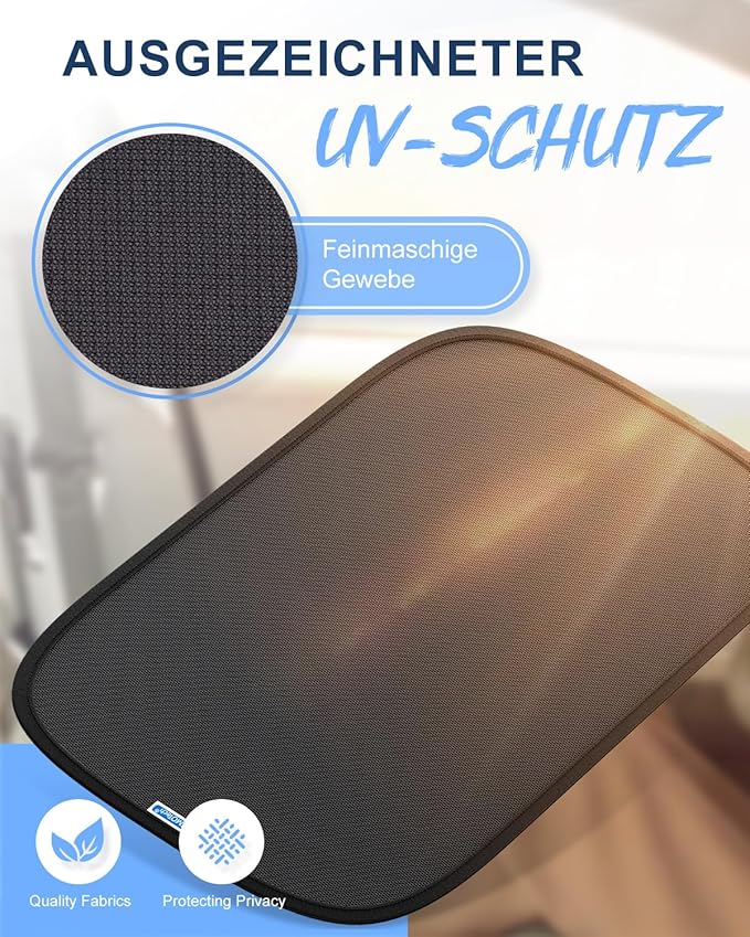Car Window Shades for Baby【8 Suction Cups & Static Cling】 2 Pack-21"x14" Side Window Cover for Child,Certified Sunshades for Kids to Block 99.9% UVR, Sun Shade Universal Fit Most of Cars
