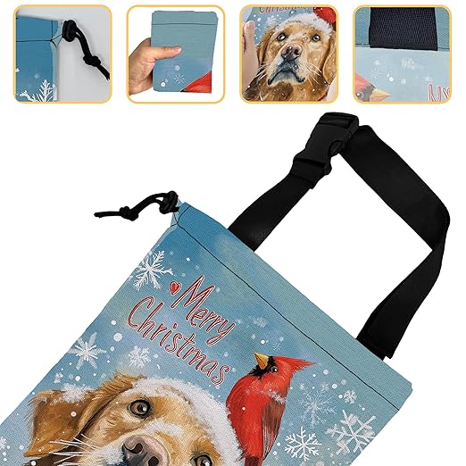 Cardinal Car Garbage Bag,Golden Retriever Dog Small Car Trash Bag Hanging Back of Seat,Drawstring Car Trash Bag with Adjustable Buckle,Car Accessories for Camping Travelling
