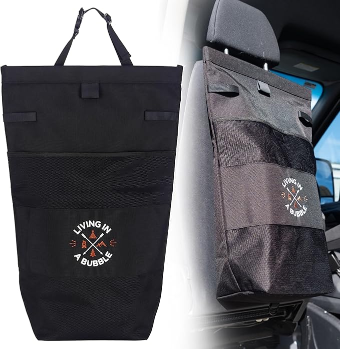 Living in a Bubble Wet Dry Laundry Bag – Portable Waterproof Laundry Hamper for RV, Campervan & Travel – Foldable Clothes Organizer with Separate Wet & Dry Compartments