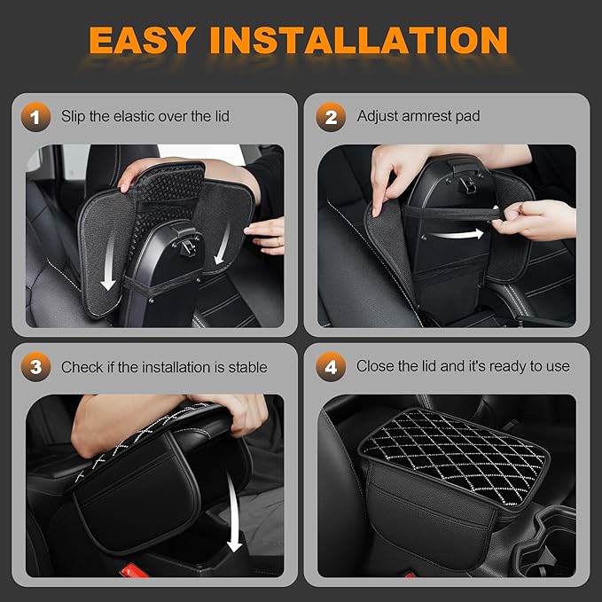 Bling Armrest Cover for Car Compatible with Jeep Renegade - Center Console Cover with 2 Storage Pockets and Crystal Diamond(Black)
