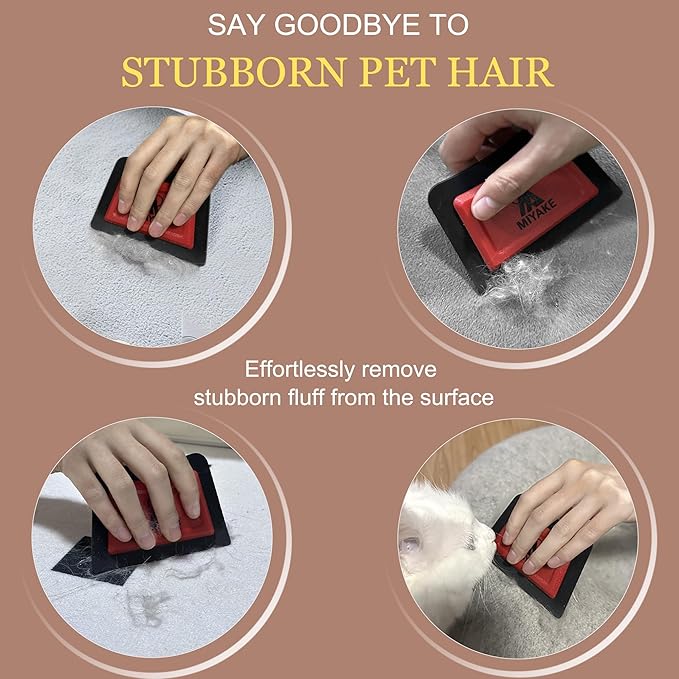 Miyake Mini Pet Hair Remover, Dog Hair Remover Squeegee for Car Carpet & Car Cleaning Supplies, Cat Hair Remover for Furniture, Reusable Carpet Brush and Lint Remover, Pet Hair Removal Tool