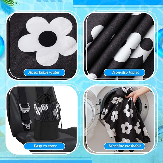 2 Pack Car Seat Towel Covers with Storage Bag 63 x 32 Inch Athletic Running Towel Seat Sweat Washable Non Slip Cover Gift for Car Outdoor Sport Activities (Florid Declamation)