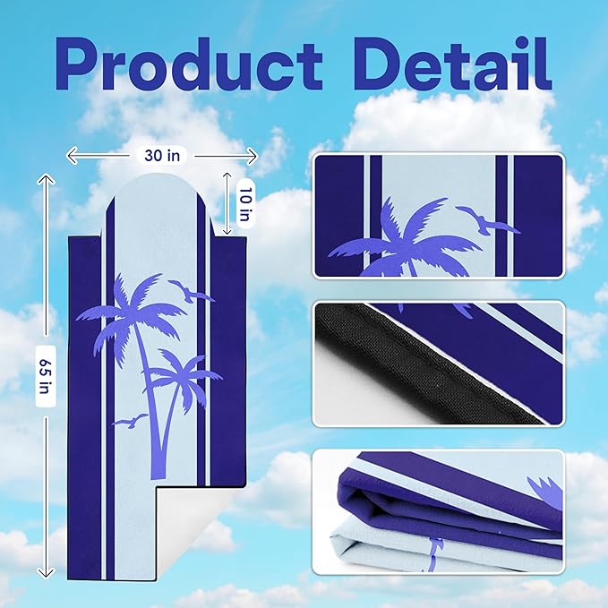 2 Pack Car Seat Towel Covers, Sweat Protector for Front Seats, Premium Thickened Microfiber with Elastic Strap, Breathable & Quick Dry, Machine Washable Cover for Gym Running Universal Fit Palm Tree