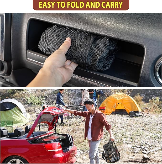 Kaskawise SUV Car Ceiling Cargo Net Pocket,35.4"x23.6" Double-Layer Mesh Car Roof Storage Organizer for Ford,F150,Jeep,Honda CRV,RAV4,Van Organizers and Storage,Camping Accessories