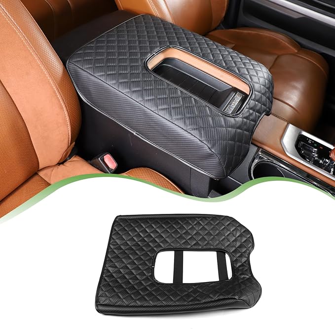 LLKUANG Car Center Console Armrest Cover Pad Fit for Toyota Tundra 2007-2021 Waterproof Leather Seat Armrest Box Cushion Pad Protector (Carbon Fiber Texture)