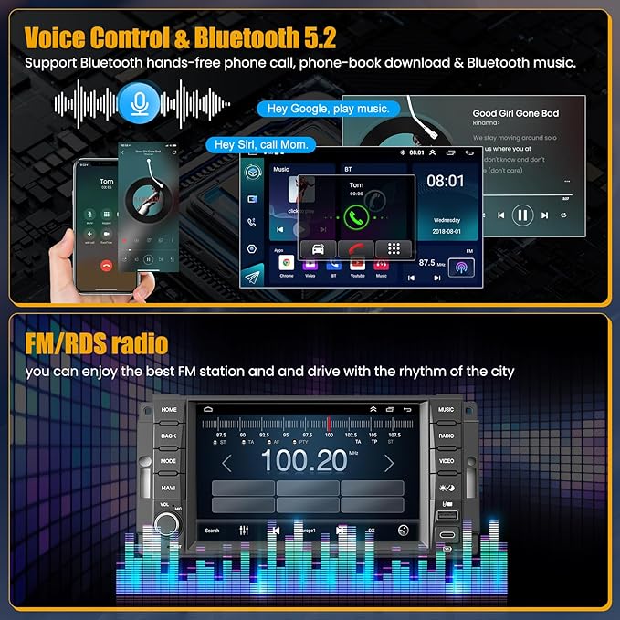 Car Radio Stereo for Dodge Ram Pickup 1500/2500(2009-2012),for Dodge Challenger&Avenger(2008-2014), Android 13.0 (4G RAM 64G ROM) Touch Screen with Wireless Carplay& Android Auto