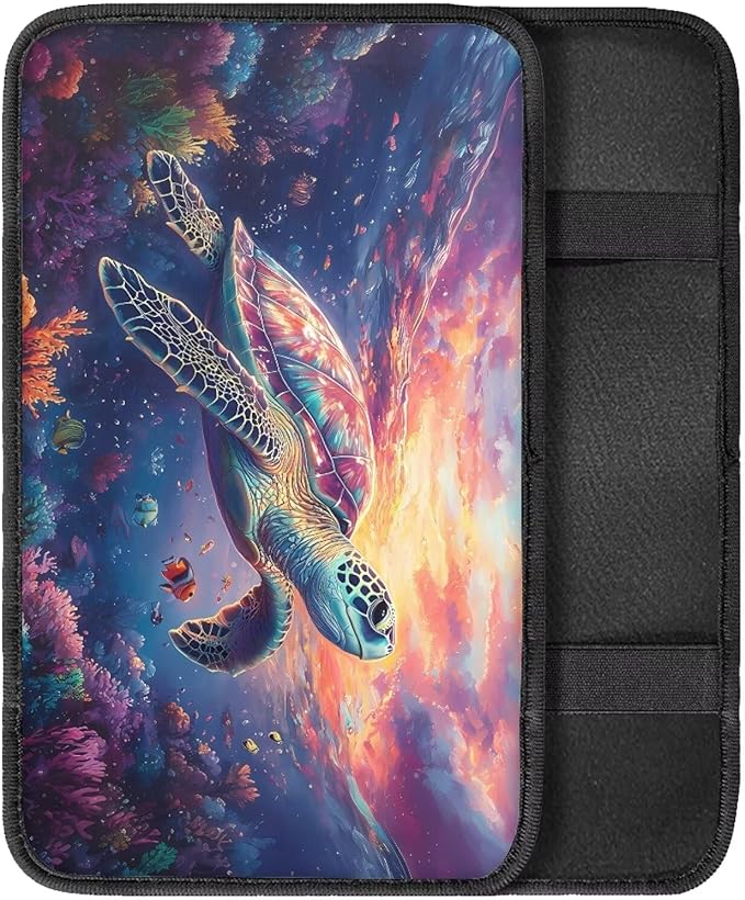 Sea Turtle Car Console Armrest Cover for Women, Car Middle Console Covers Auto Accessories for Decoration,Universal Fit,Machine Washable
