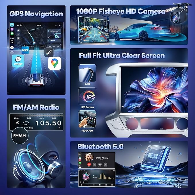 13.1 Inch 8Core 4+64G Car Radio for Chevy Silverado GMC Sierra 2014-2018 5Ghz WiFi 2K Screen Silverado Radio Wireless CarPlay Android Auto BT GPS 48EQ FM/RDS Backup Camera MIC,Silver