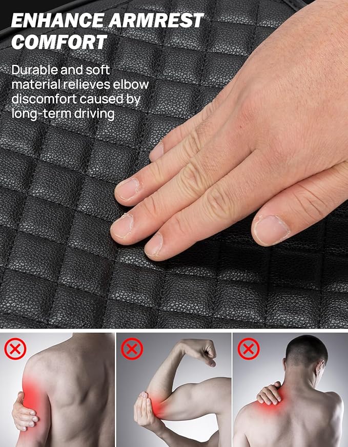 JOYTUTUS Center Console Cover Compatible with 2015-2020 F150, 2017-2022 F250 F350 F450, 2018-2024 Ford Expedition, Leather Armrest Cover Center Console Cushion with Side Pockets (Bucket Seat Only)