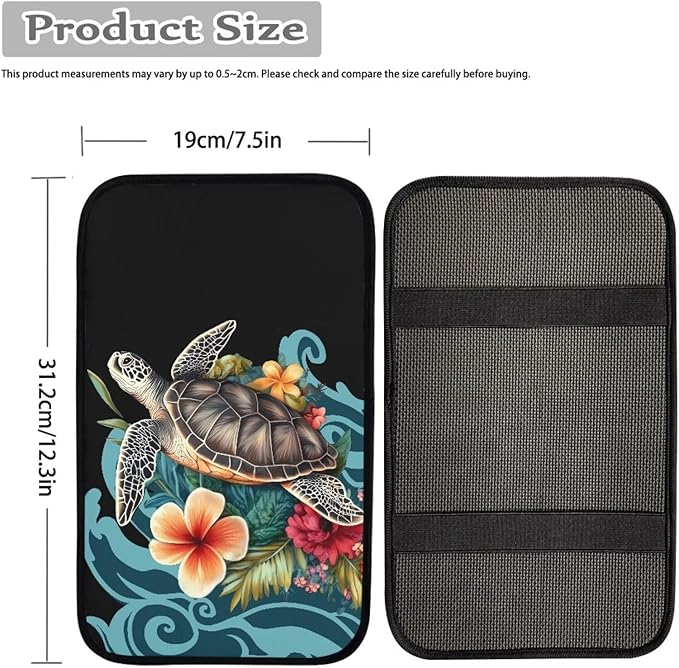 Dreaweet Center Console Cover Polynesian Tribal Turtle Car Accessories Armrest Box Storage Mat Soft Comfort Arm Rest Cover for Car Truck SUV