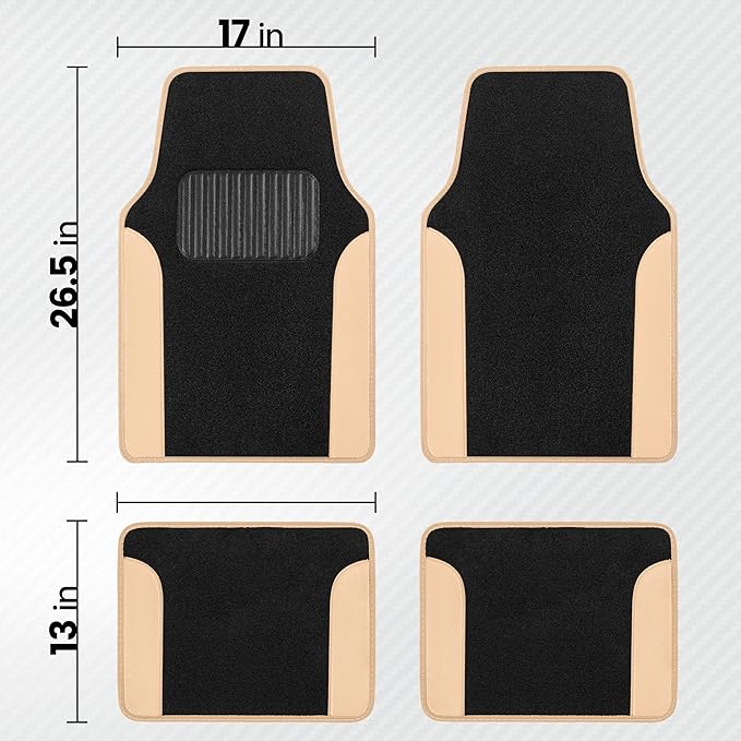BDK Premium Carpet Floor Mats for Cars - Universal Fit Interior 4-Piece Car Mats Full Set with Vinyl Heel Pad Protector - Cute Car Accessories Interior Floor Covers for SUVs & Trucks