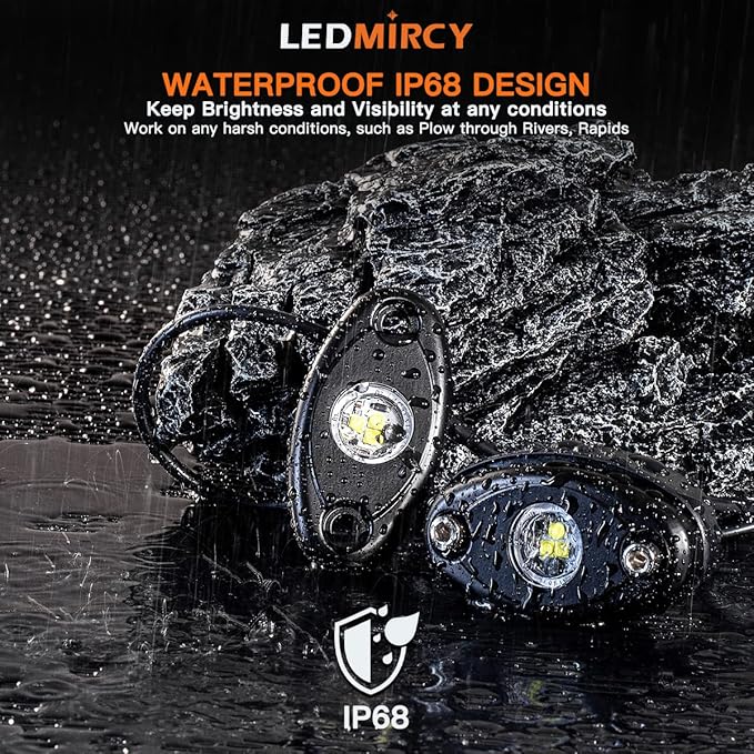 LEDMIRCY Pure White Rock Lights 30PCS 6000K Super Bright Rock Light White for Off Road Trucks ATV UTV SUV Boat Car Underglow TRAI Rig Light Underbody Neon Lights High Power Waterproof Shockproof