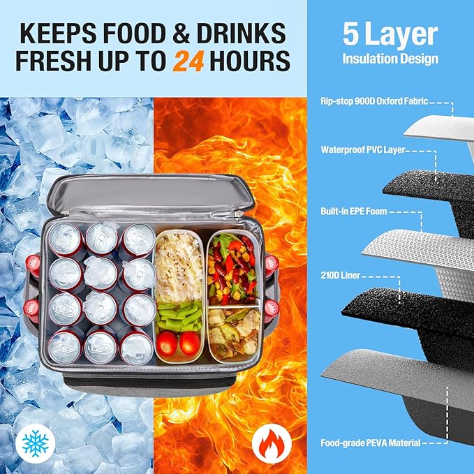 Backpack Cooler - 54 Cans Large Capacity Insulated Leak Proof Backpack for Men & Women, Cooler Bag Picnic Camping Beach Hiking Travel Lunch Backpack