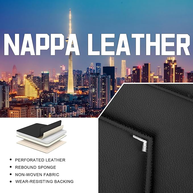 CTDS Car Seat Covers for Nissan Sentra 2000-2026, Stylish Sport Seat Cover, Premium Nappa Leather Car Seat Cover. Automobile Seat Covers Sets.(Luxury 2 Seats/Black White)