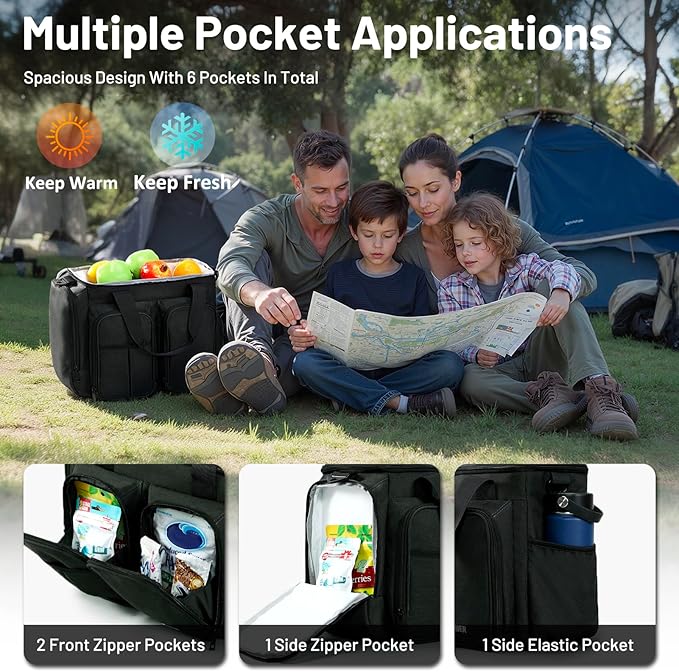 MIER Lunch Box for Men Heavy Duty Insulated Lunch Bag 20 Cans Large Leakproof Soft Cooler Bags with Multiple Pockets for Picnic Work Travel (Dark Gray)