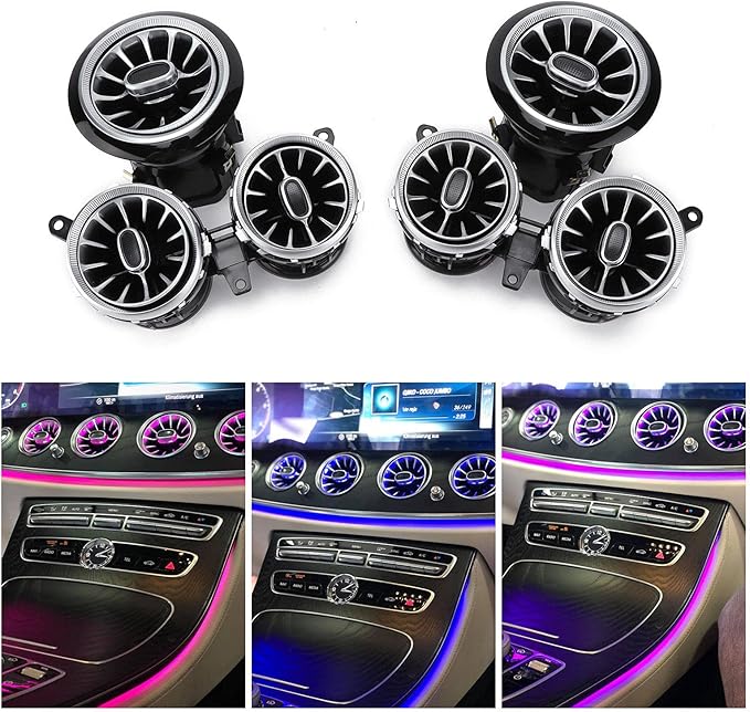 6pcs 64 Color Front LED Turbine Air Vent Ambient Light Kit Replacement for EClass W213 C238 2017-2021
