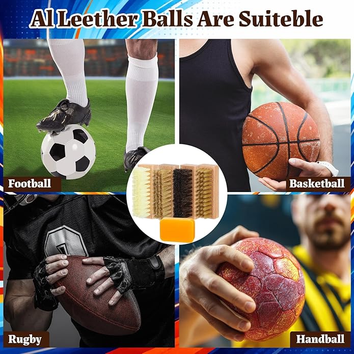 Didaey 5 Pcs Football Prep Kit for Improved Tack Leather Football Conditioning Brush and Wax Set for Youth Adult Training Leather Bowling Ball Sneaker Maintenance